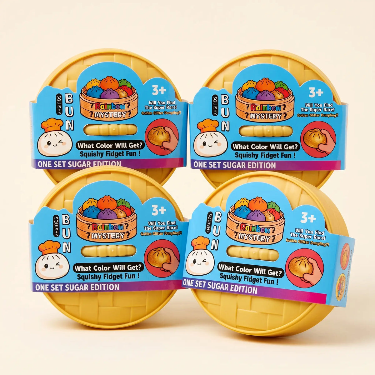 Mystery squishy dumpling 4 pack – four sealed blind box steamer baskets, save 15%
